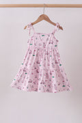 Pink Golf Print Tiered Dress