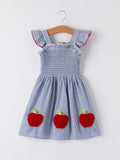 Back to School Apple Applique Girls Dress