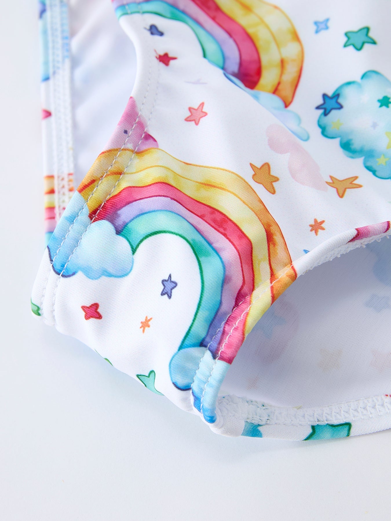 Summer Rainbow Print Ruffle Swim Set
