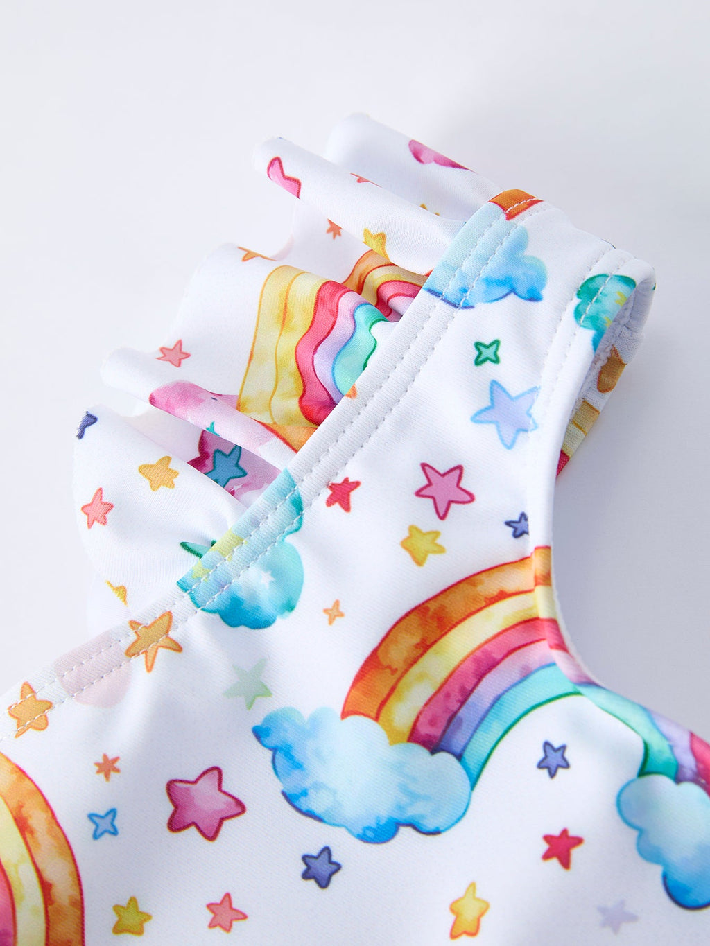 Summer Rainbow Print Ruffle Swim Set