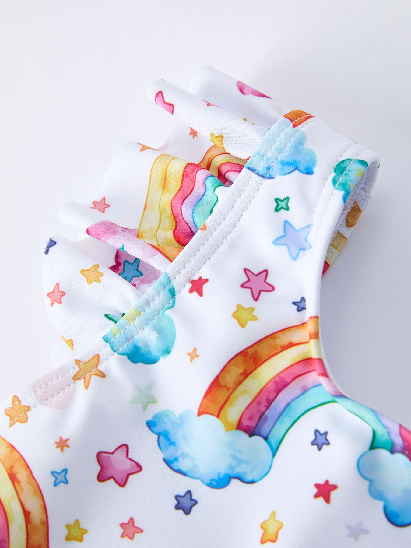 Summer Rainbow Print Ruffle Swim Set