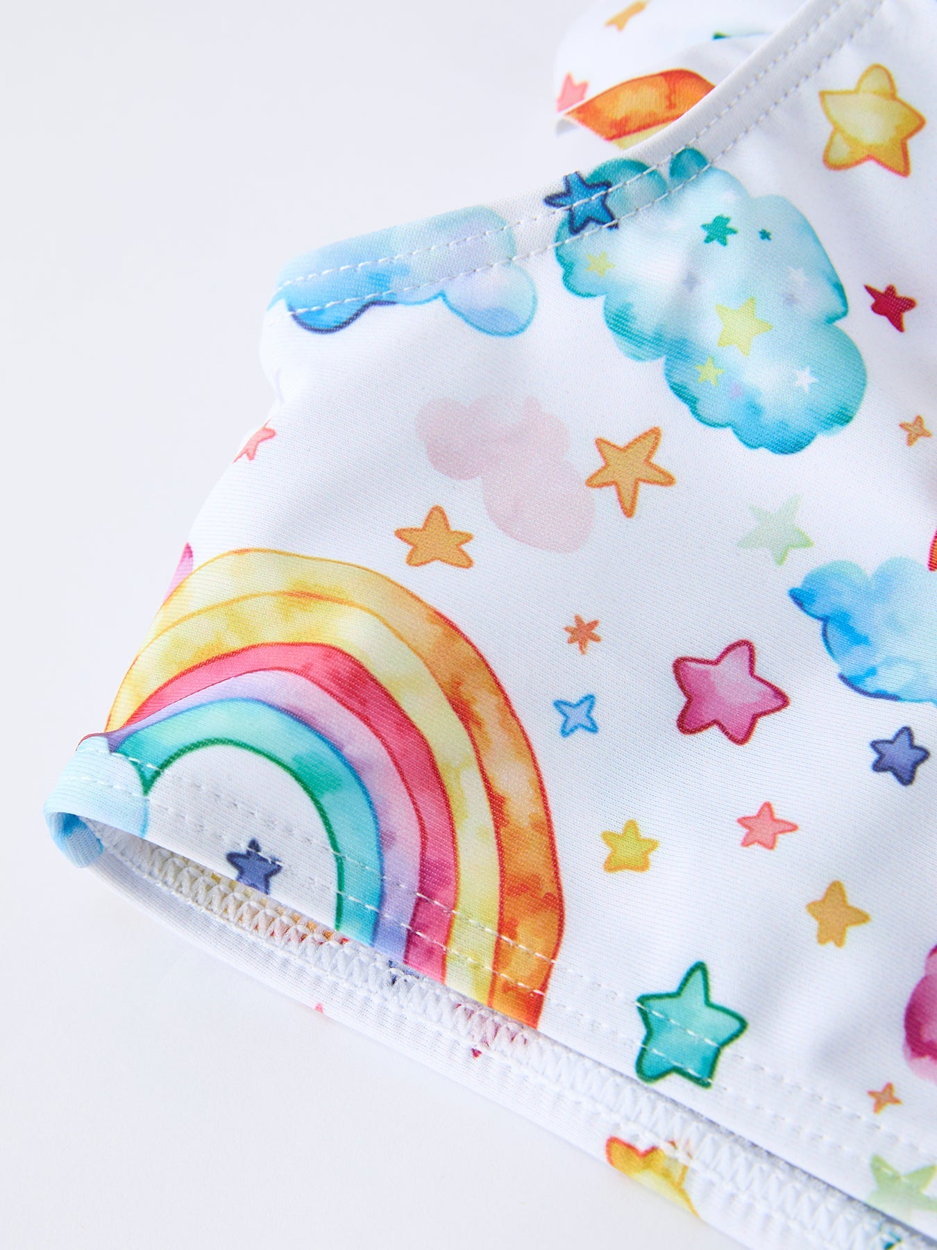 Summer Rainbow Print Ruffle Swim Set