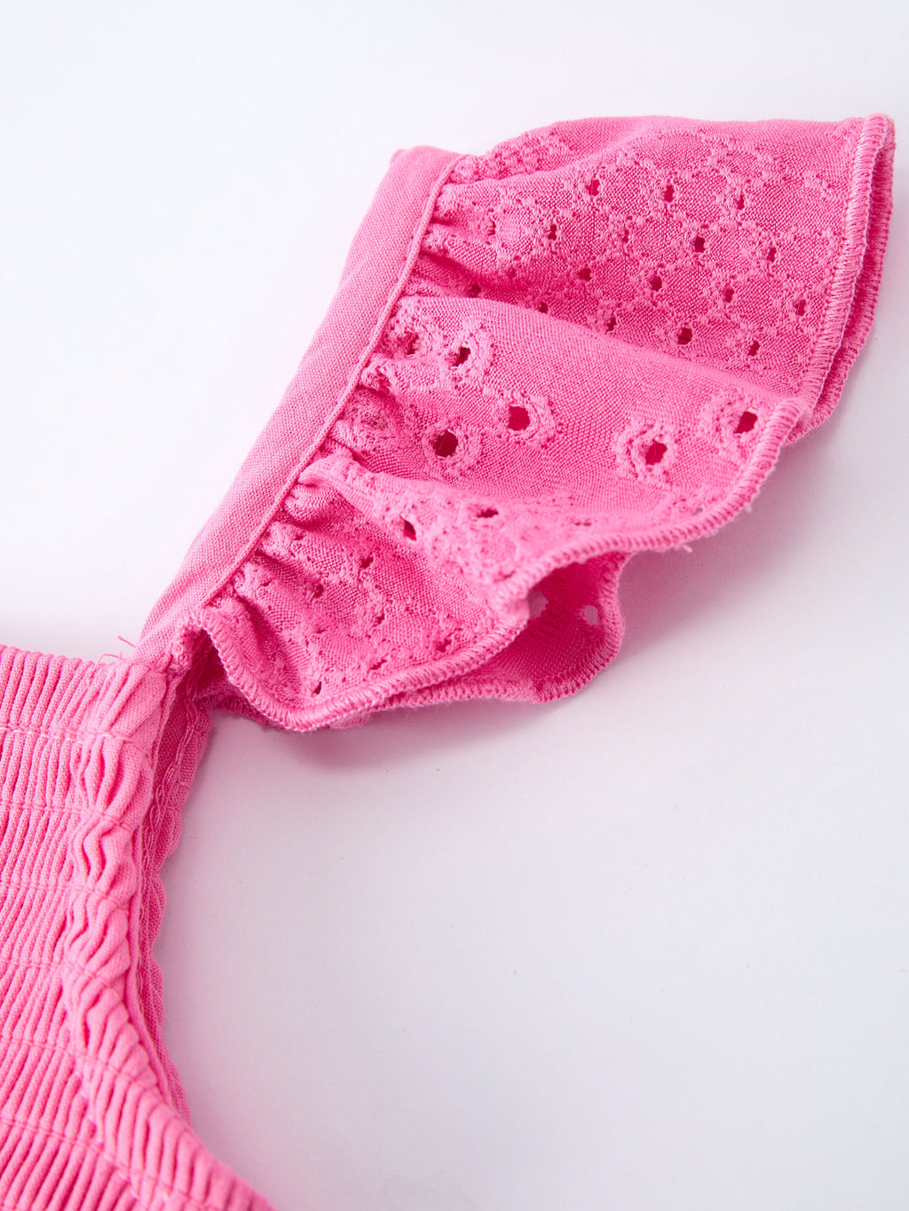 Pink Smocked Eyelet Ruffle Dress