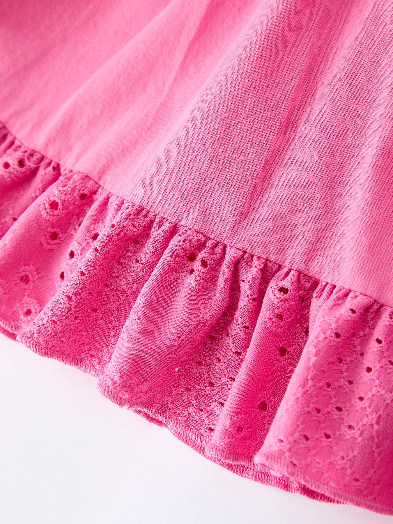 Pink Smocked Eyelet Ruffle Dress