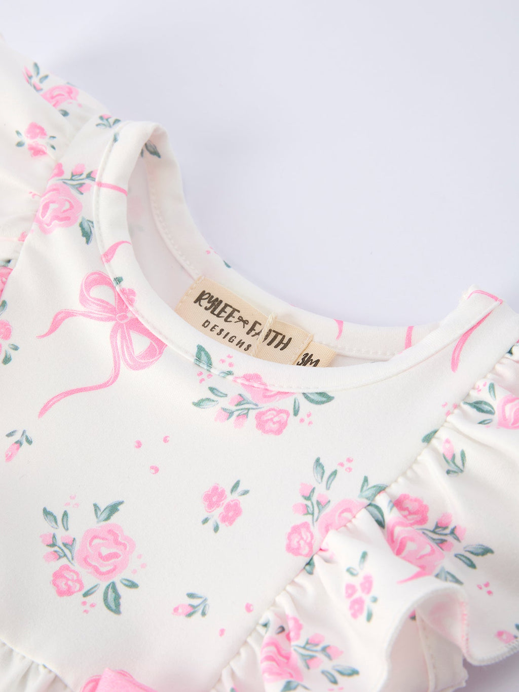 Floral Baby Girls Bow Ruffle Romper