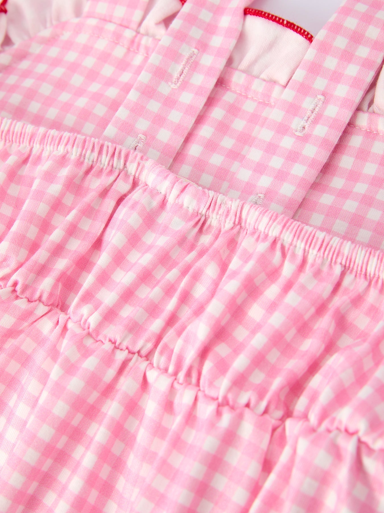 4th of July Plaid Girls Dress Bow Ruffle