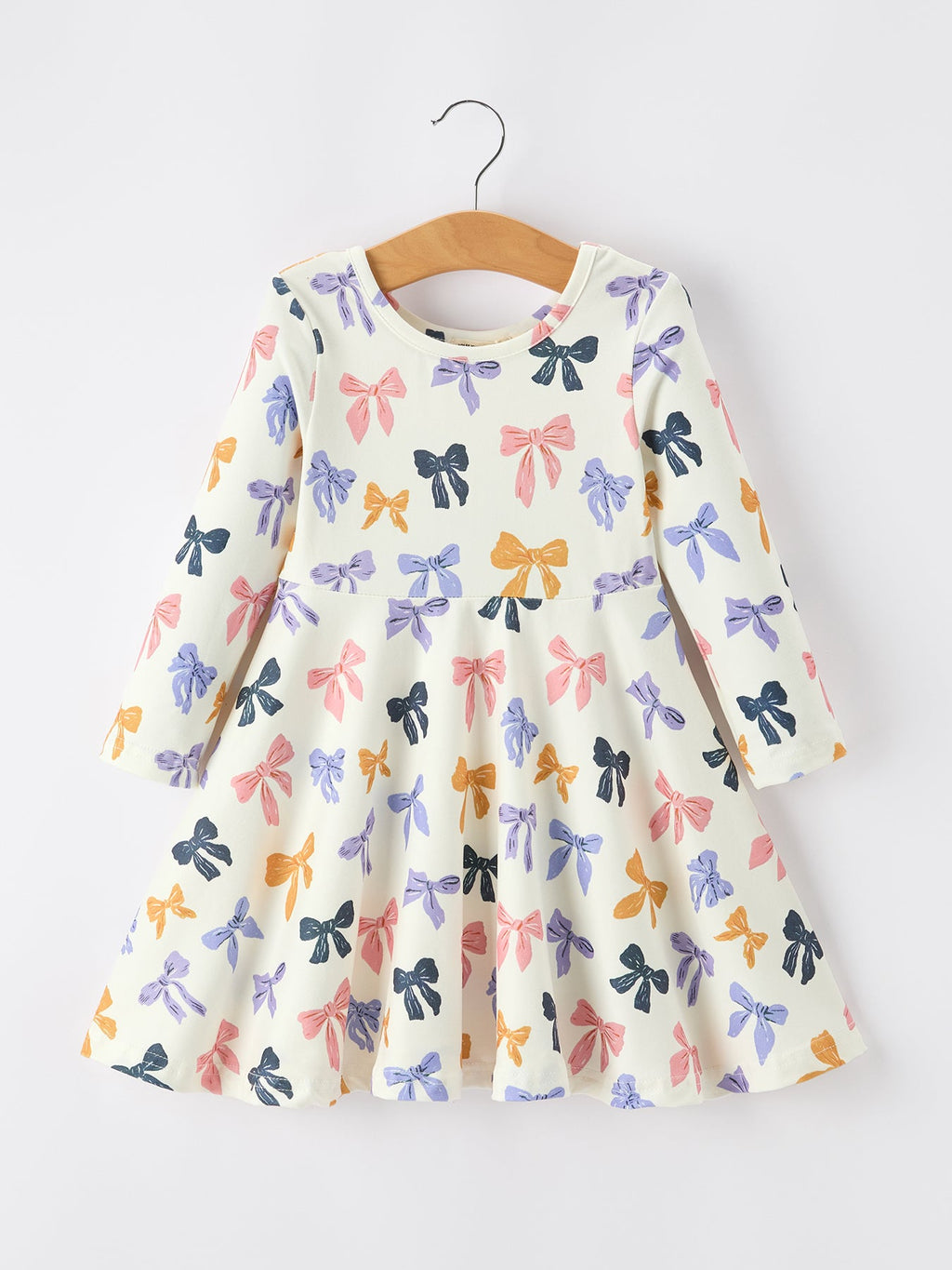 Halloween Bow Girls Dress Long Sleeve Twirl Dress