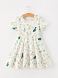 Puppy Floral Twirl Girls Dress