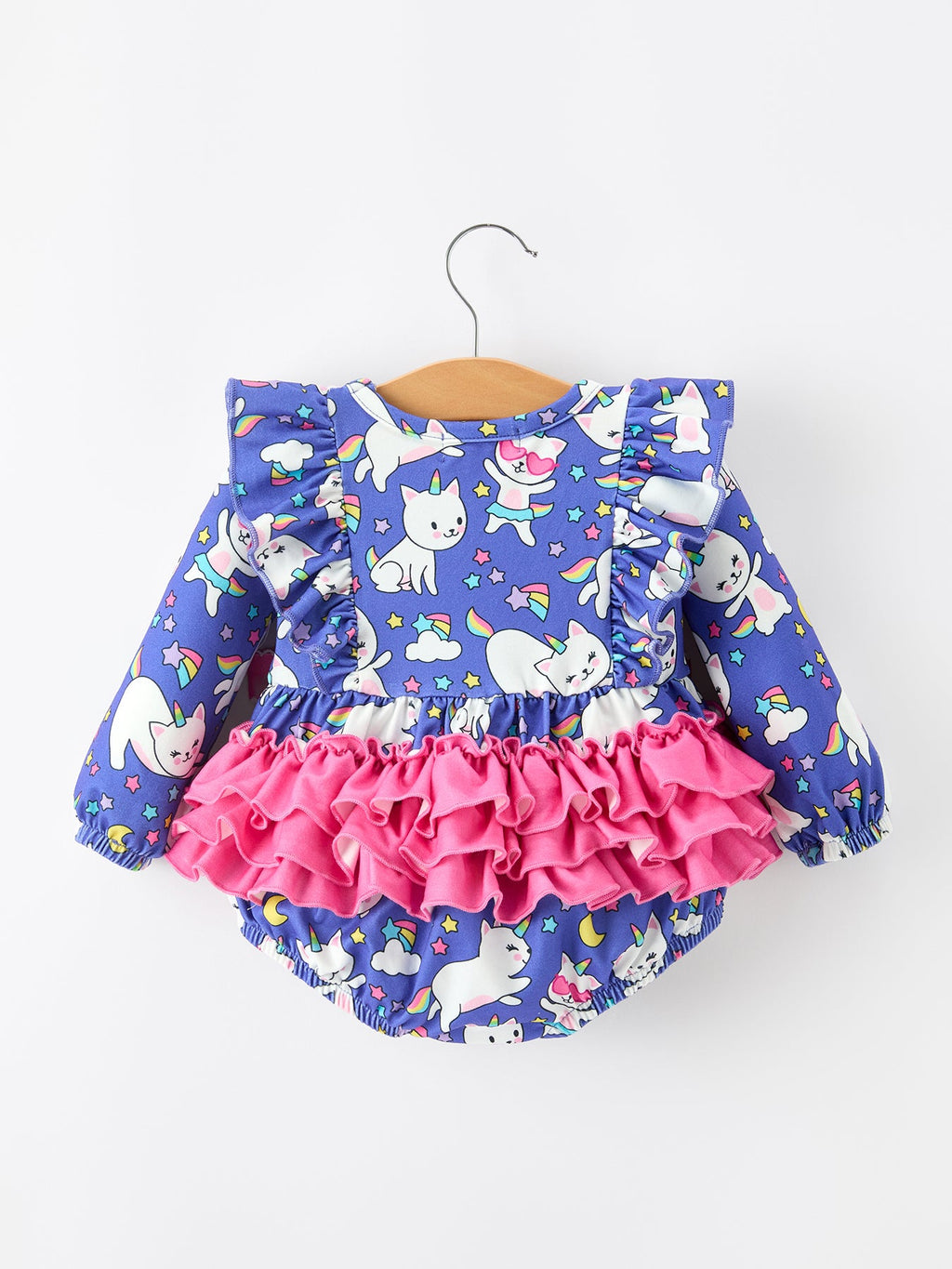Halloween Ghost Cat Print Girls Long Sleeve Romper