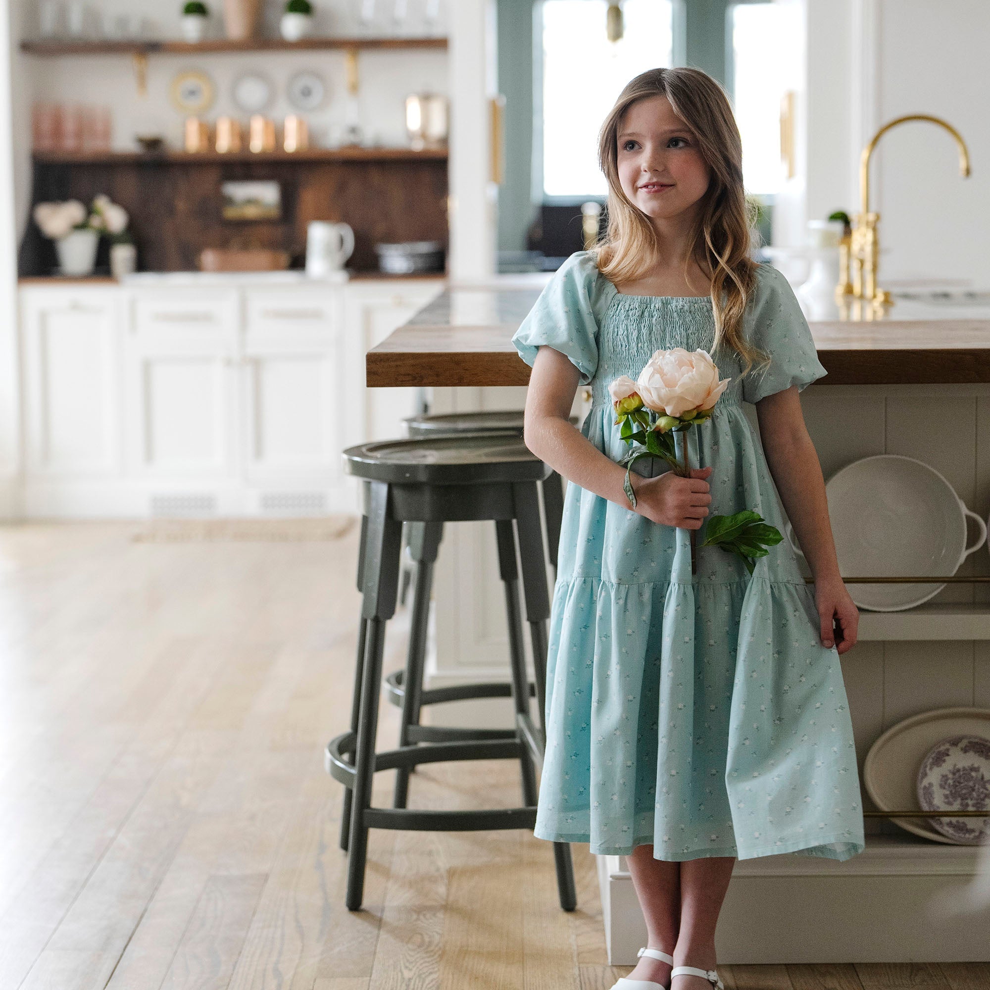 Smocked Puff Sleeve Dress