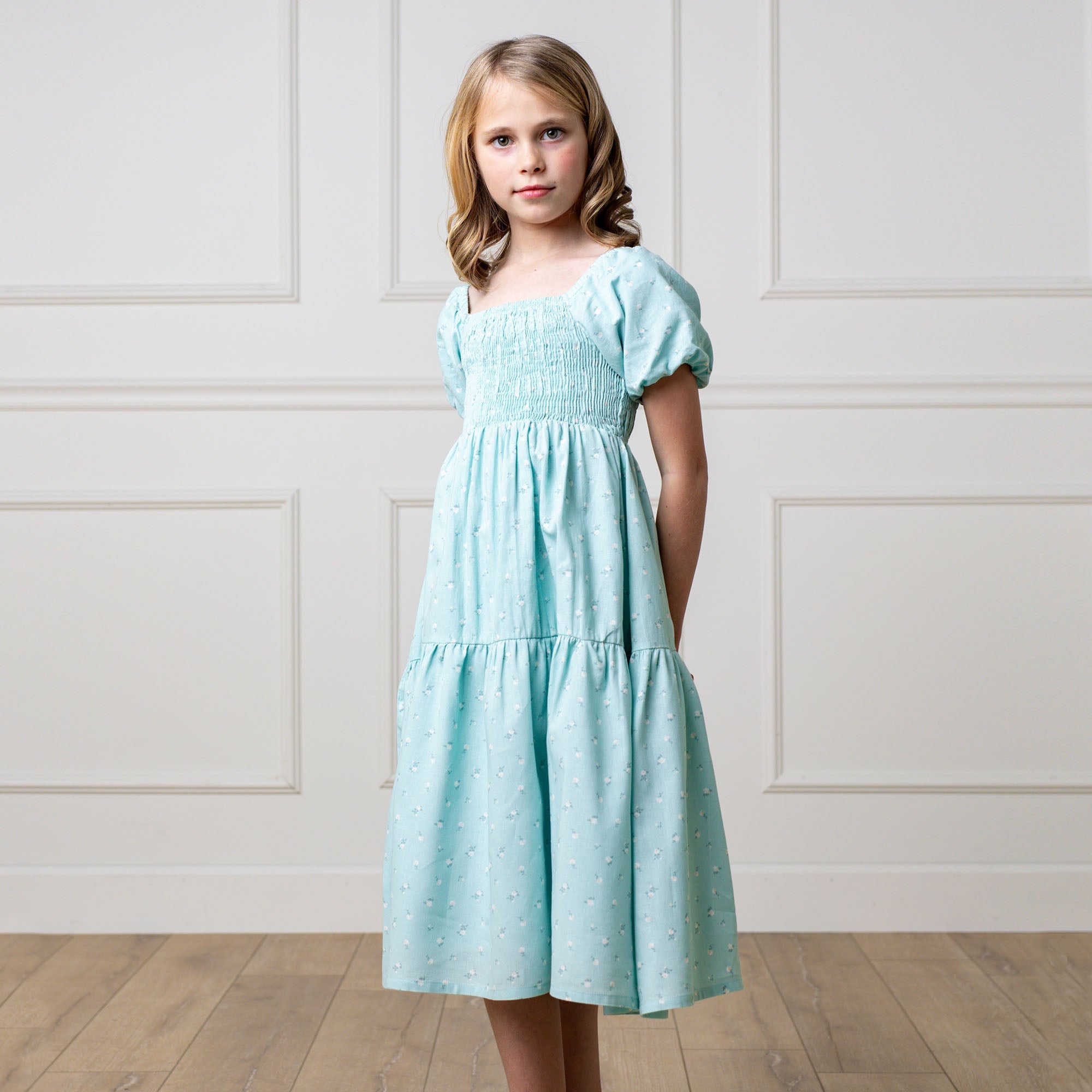 Smocked Puff Sleeve Dress
