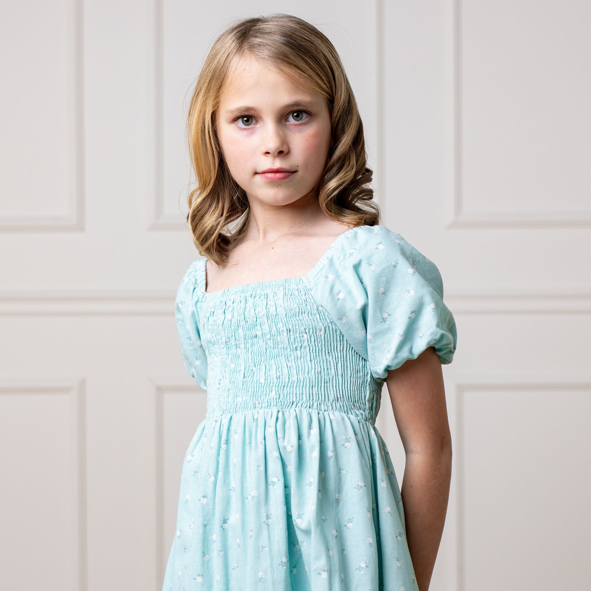 Smocked Puff Sleeve Dress
