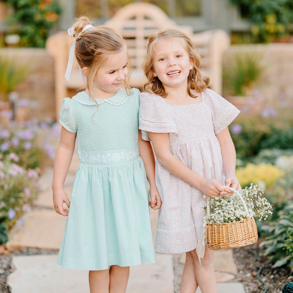 Organic Smocked Bell Sleeve Dress