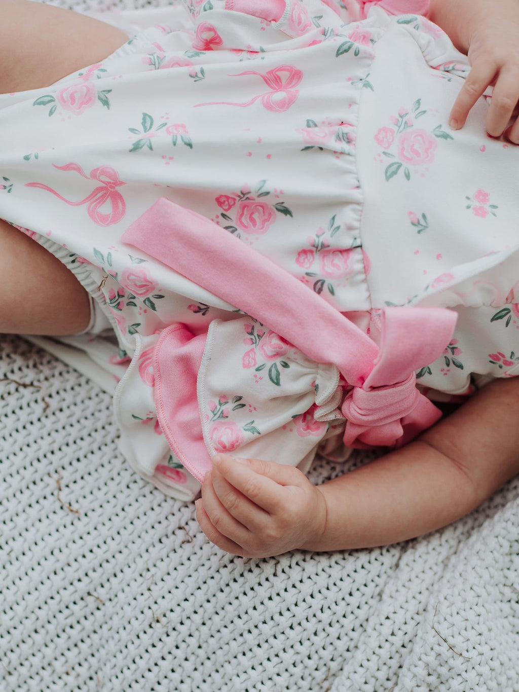 Floral Baby Girls Bow Ruffle Romper