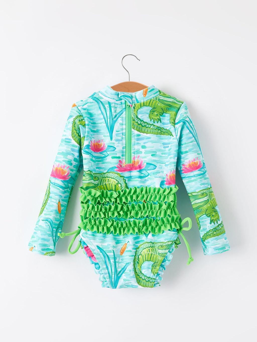 Crocodile Green Girls' Swimsuit