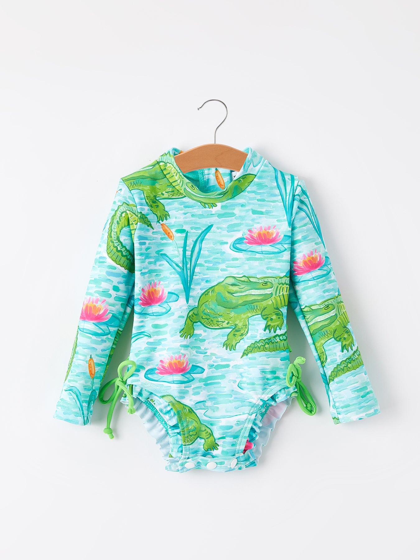 Crocodile Green Girls' Swimsuit