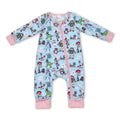 Long sleeves pig bear toy baby girls zipper romper