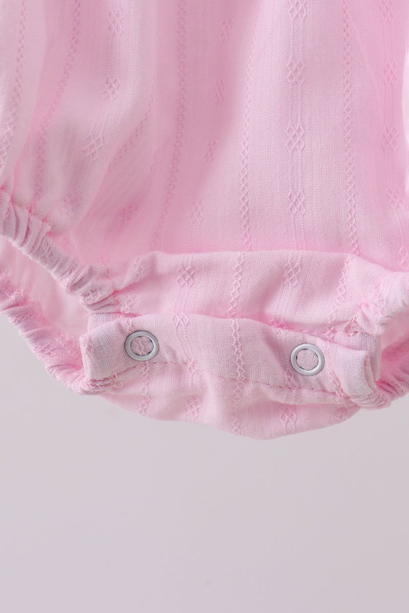 Pink Bow Smocked Ruffle Bubble