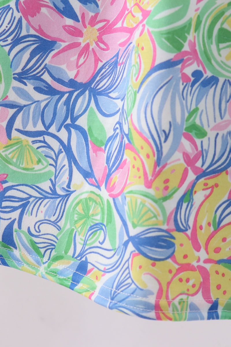 Tropical Floral Ruffle Dress