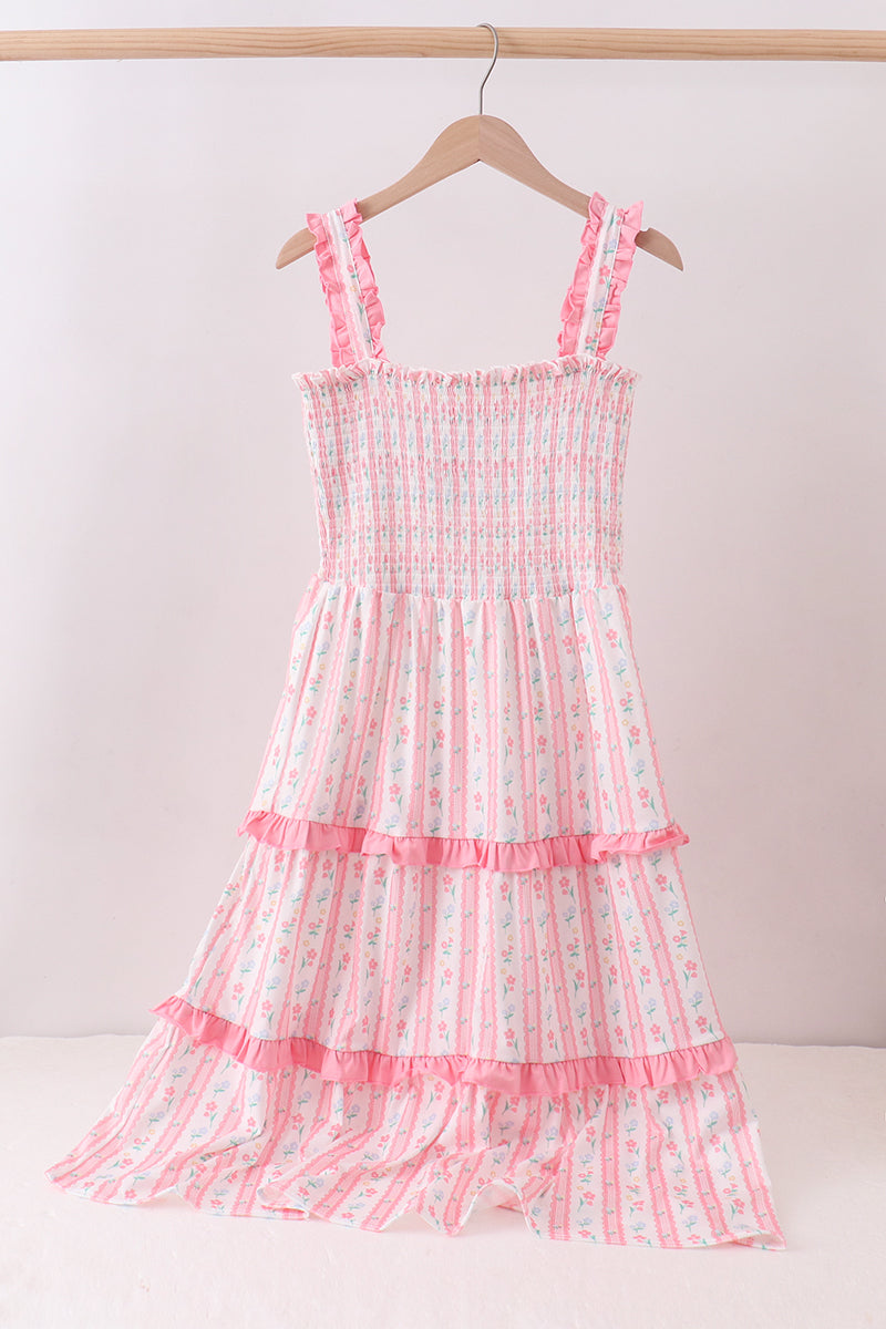 Blush Floral Smocked Dress