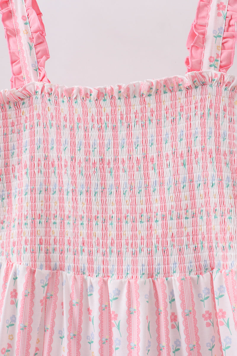 Blush Floral Smocked Dress