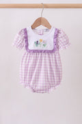 Embroidered Purple Gingham Ruffle Bubble