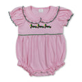 Pink short sleeves duck embroidery baby girls romper