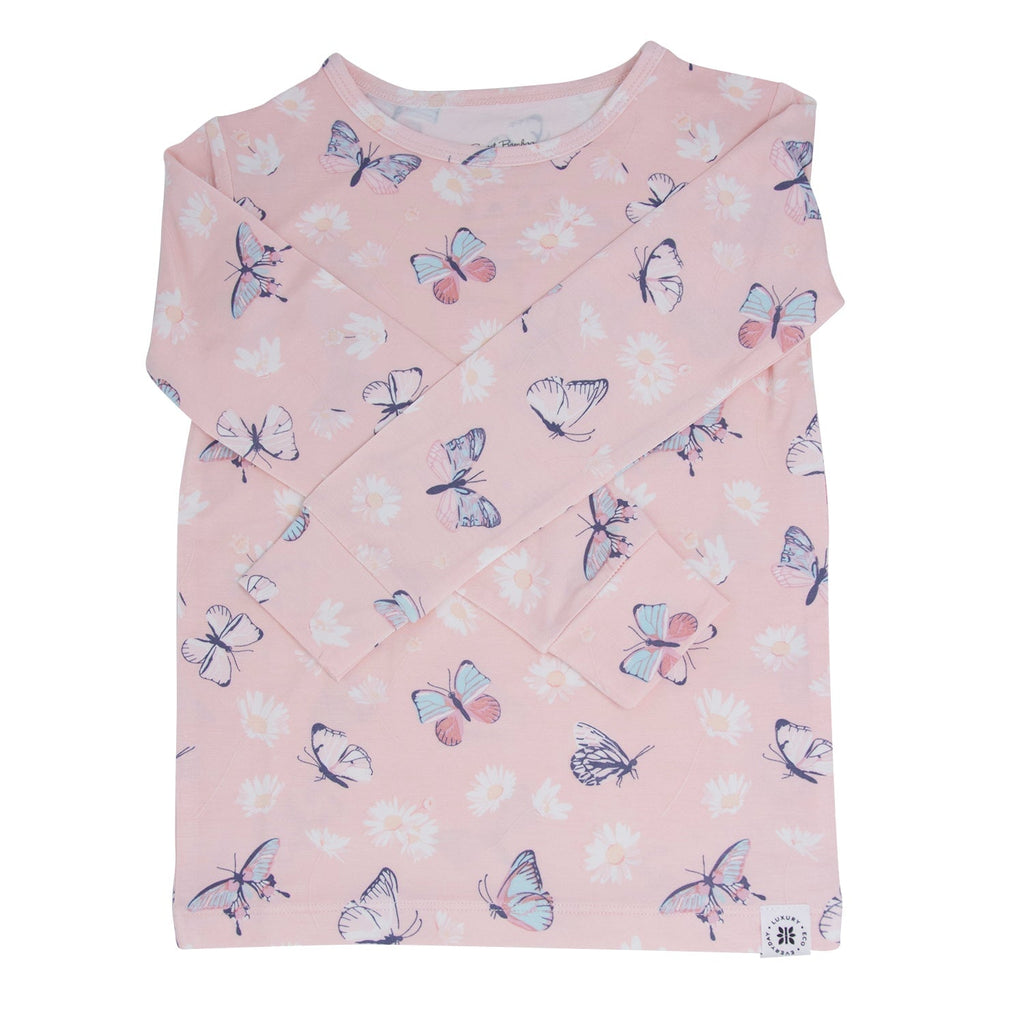 Pink Butterfly Pyjamas Pink Butterfly Daisy Bamboo Big Kid Pajama Set – Elle & Emmi