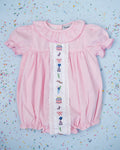 Party Time Hand Embroidered Pink Gingham Bubble