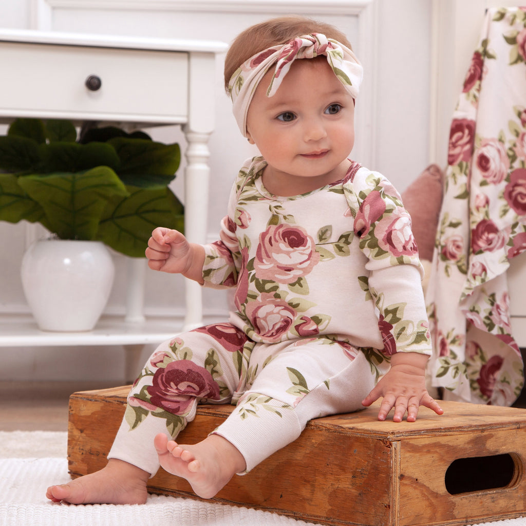 Baby Girl Cabbage Rose Cotton